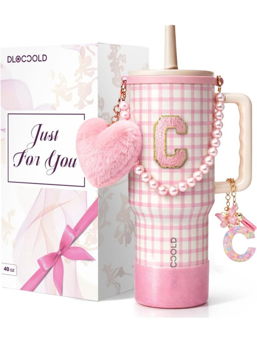 Personalized 40 Oz Insulated Tumbler with Handle & Straw - Perfect Gift for